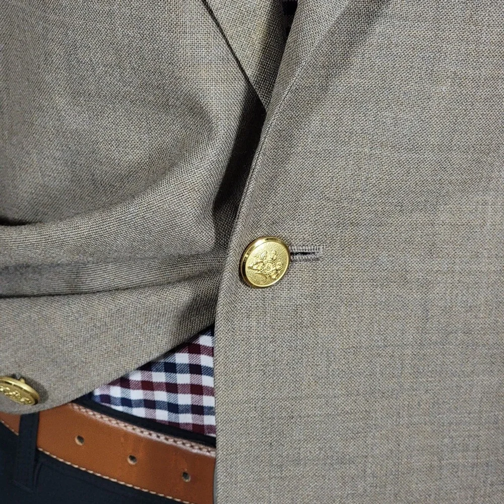 VTG Stafford Men's Sport Coat Blazer Two Button Brown Poly Wool Blend Size 44L‎
